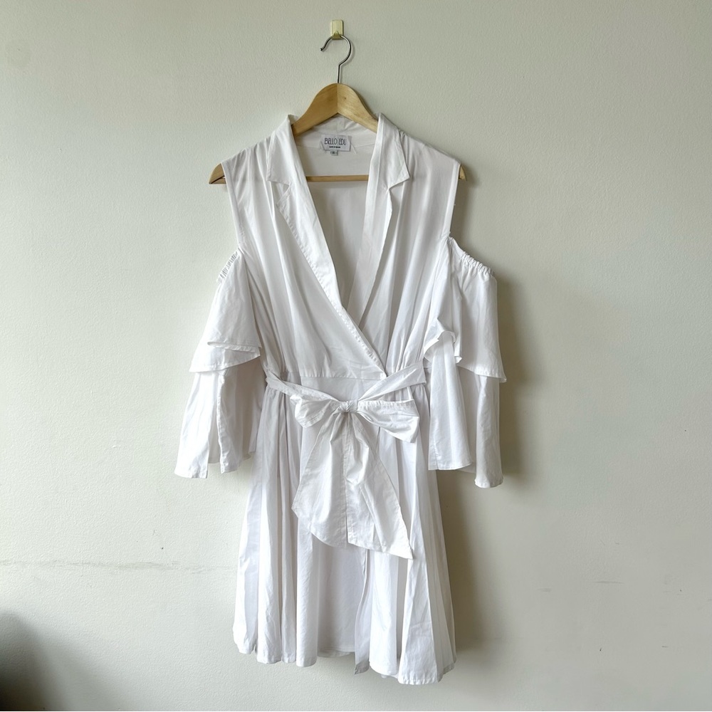 Off-shoulder Tie Front Cotton Sun Dress